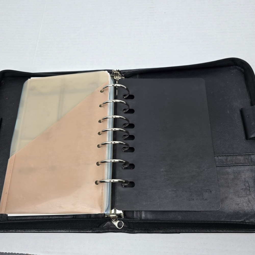 Franklin Covey Black Leather Floral Tapestry Zip Planner Binder Classic - Picture 16 of 16